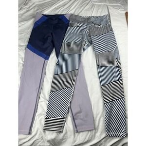 Old‎ Navy Active Go-Dry Leggings Bundle Womens Medium Stripe Colorblock 2 Pairs